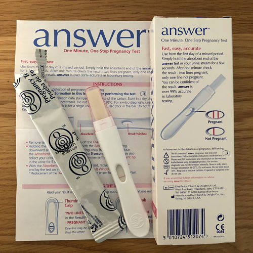 Answer Pregnancy Test - Box and Instructions