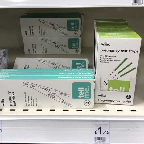 Box of Three Wilko Pregnancy Test Strips