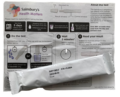 Sainsbury's Pregnancy Test Instructions
